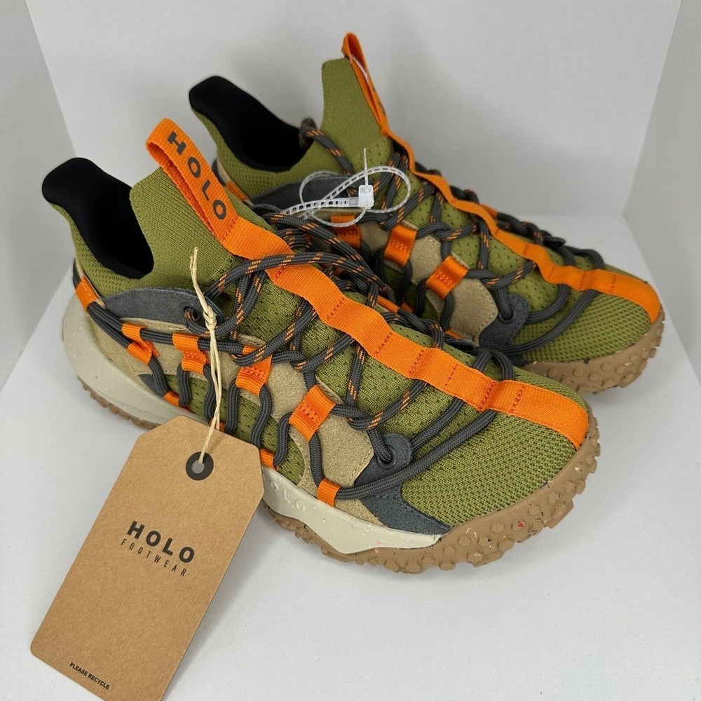 Holo Footwear Mens Zues Sneakers Size 8.5 Olive Orange New Trail Gorpcore